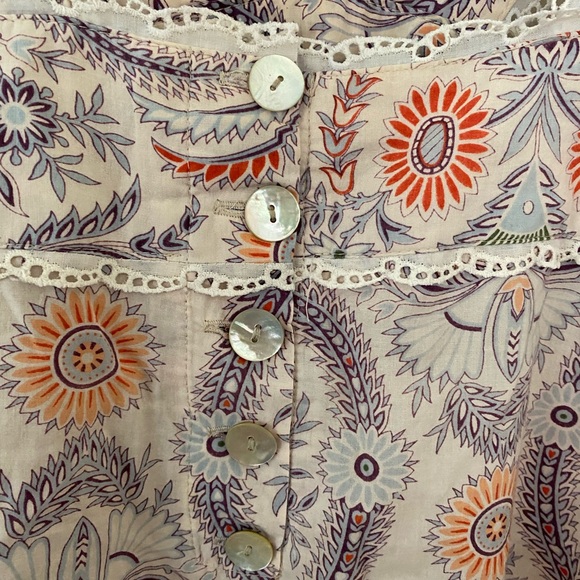 Floral Patterned Blouse with Lace Trim - Picture 4 of 4